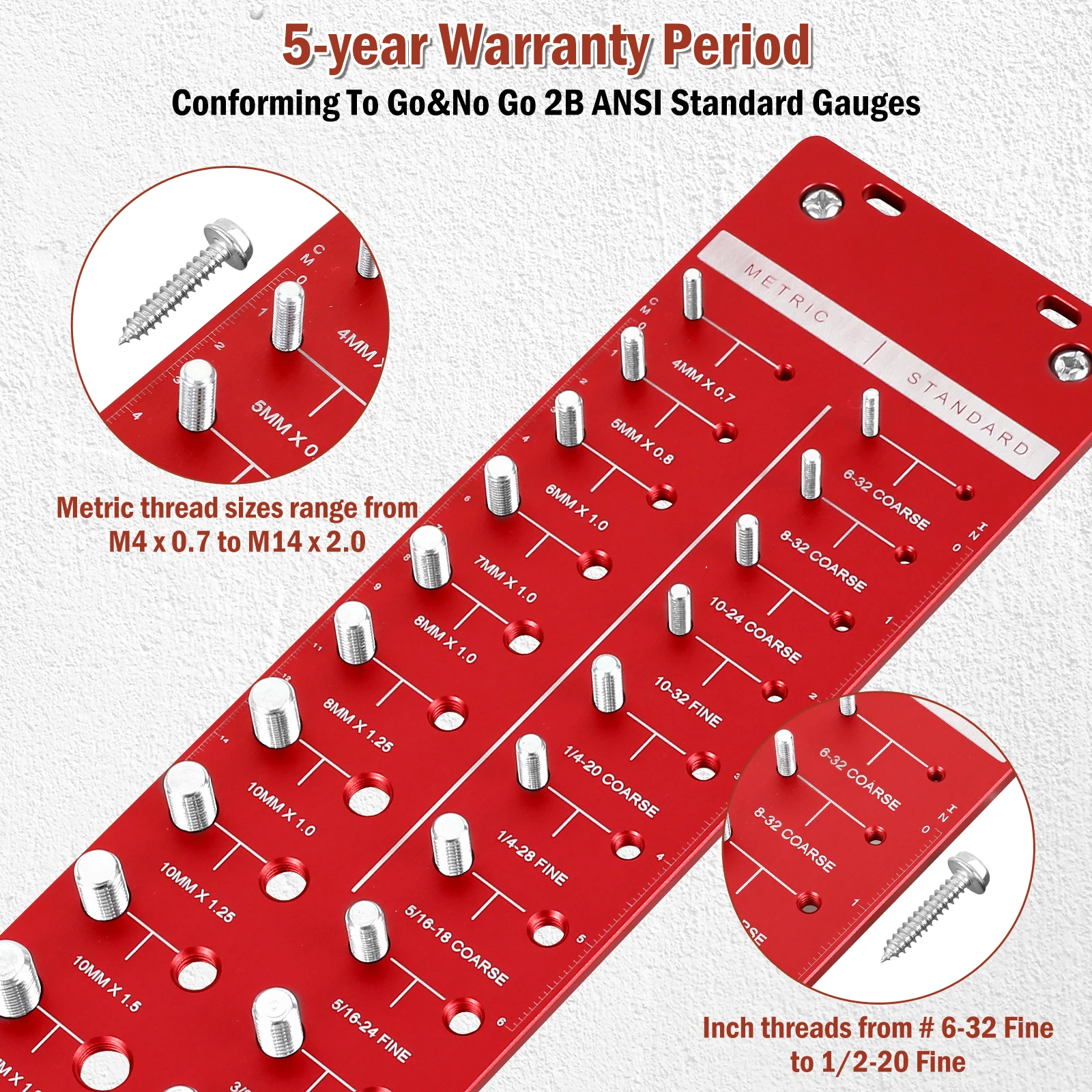 Description Picture 3 of item28 Nut and Bolt Thread Checker Bolt Size and Thread Gauge Bolt and Nut Identifier Gauge Screw Size Identification Measuring Tool
