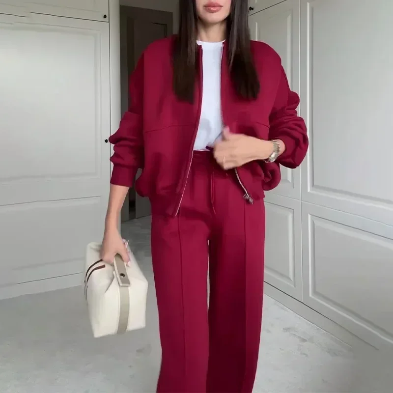 2025 automne femmes survêtement costume noir à manches longues manteau taille haute jambe large pantalons longs ensemble femme mode vêtements de sport dame 1 2025 automne femmes survêtement costume noir à manches longues manteau taille haute jambe large pantalons longs ensemble femme mode vêtements de sport dame 1