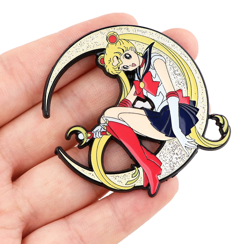 thumbnail image 2 of Sailor Moon Enamel Pins Brooch Cartoon Usagi Ami Rei Makoto Minako Metal Badge Brooches Hats Clothes Backpack Decoration Jewelry 2 of 10