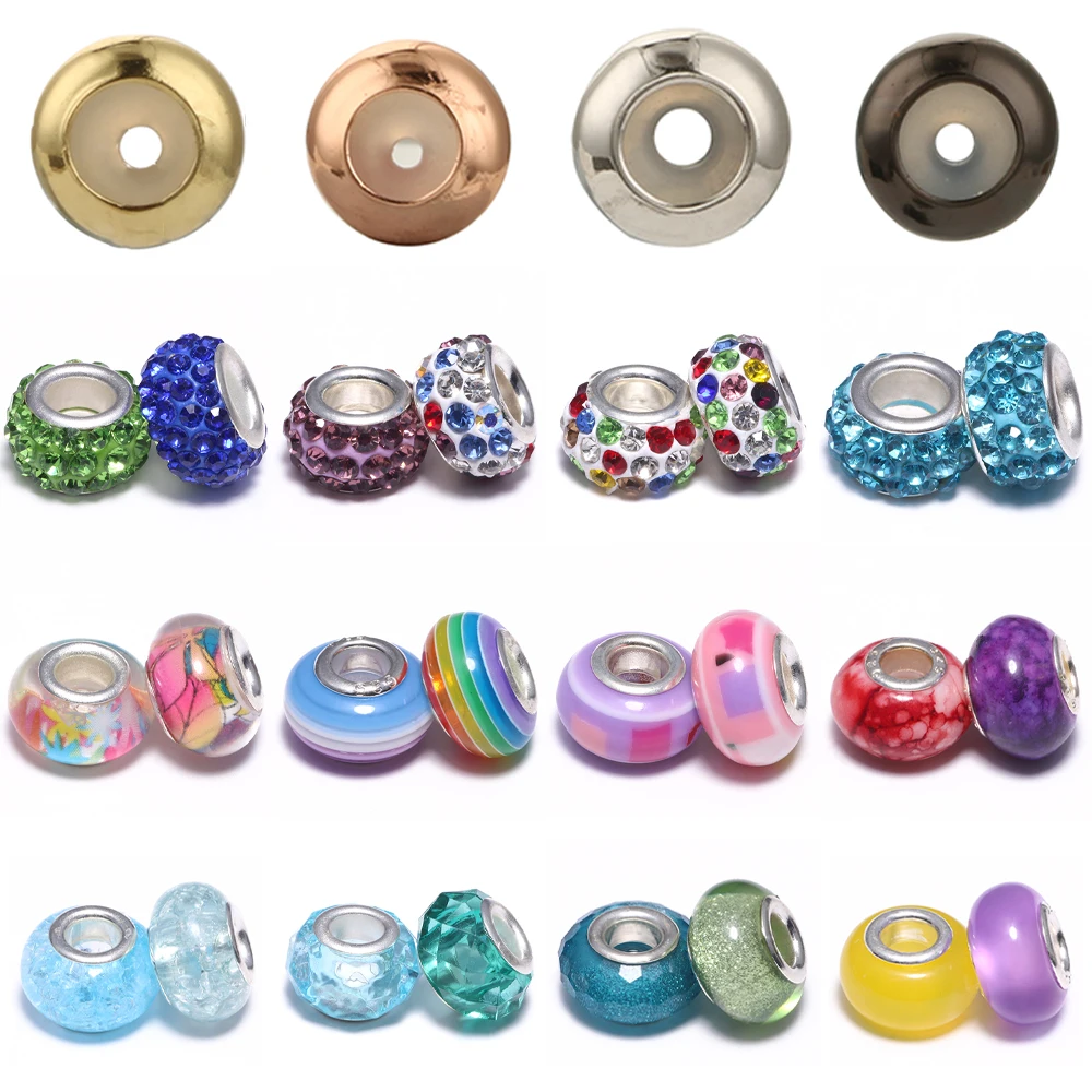 

Silicone Spacer Stopper Clip Charms Beads Murano Crystal Spacer Beads Fit Jewelry Making DIY Original Pandora Necklace Bracelet