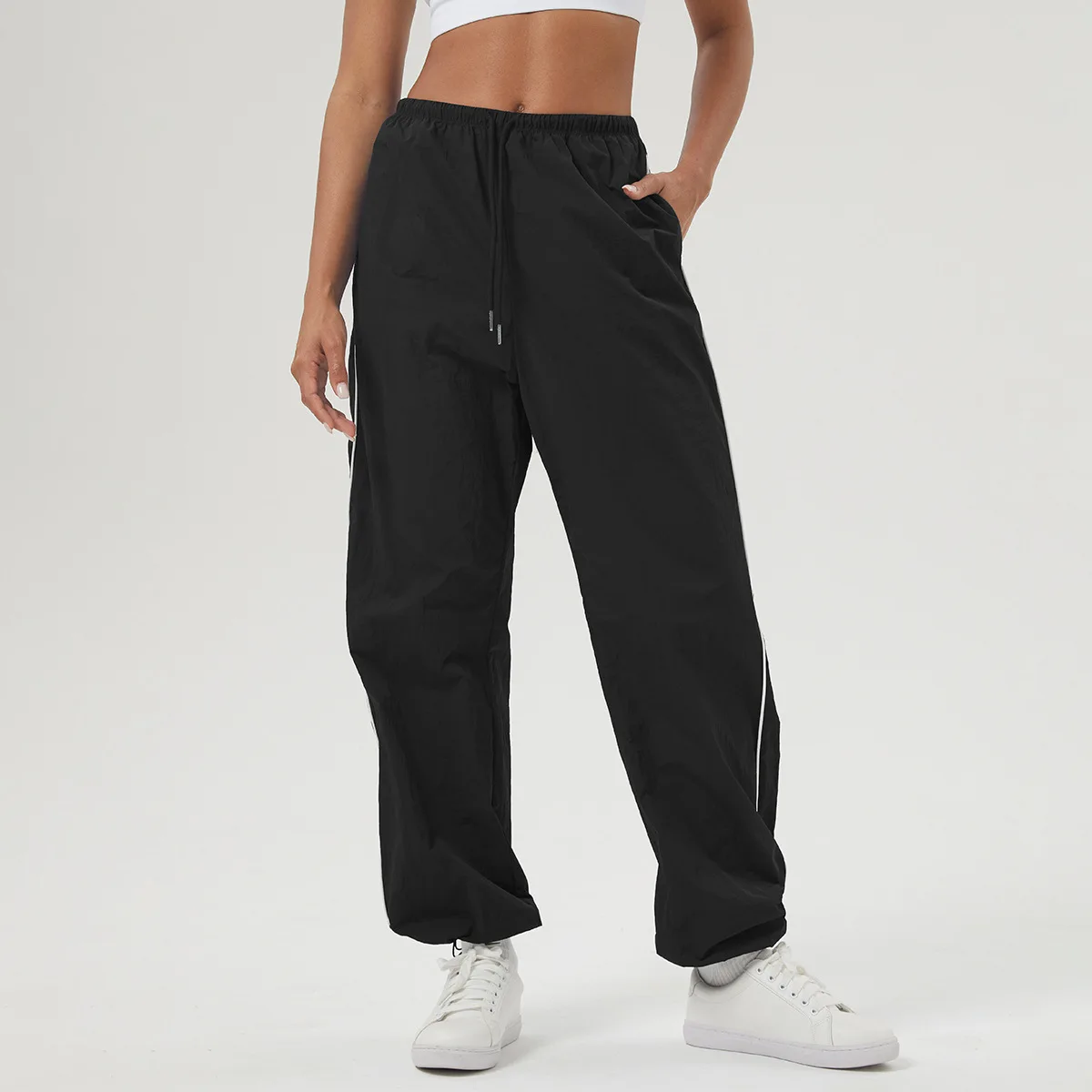 Loose Sports Yoga Pants Women Solid Color Woven Gym Trousers Breathable Quick Dry Jogger Pants Female Sportswear Workout Clothes 5