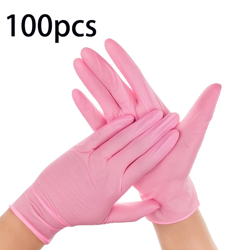 Перчатки нитриловые розовые