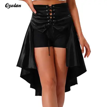 Costumi da donna con gonna a corsetto pirata con volant Costumi medievali rinascimentali Abiti cosplay Gonna da pirata con volant a strati con lacci sul davanti gotico