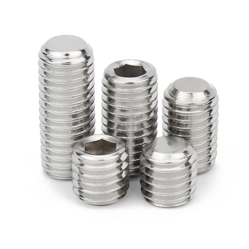 50/ 20/ 10pcs M1.6 M2 M2.5 M3 M4 M5 M6 M8 DIN913 304 Stainless Steel Allen Hex Hexagon Socket Flat Point Set Screw Headless Bolt hexagon socket head bolt hex socket screw hexagon socket screw hexagon socket head screw stainless steel screw