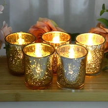 Taza de vela de cristal de plata y oro rosa, contenedor de aromaterapia, accesorios sorpresa para decoración romántica de fiesta de boda, Diy, 6,5x5,4 cm