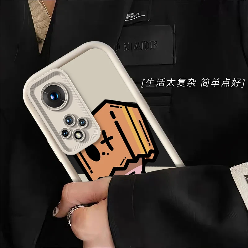 Cartoon Box Man Silicone Square Phone Case