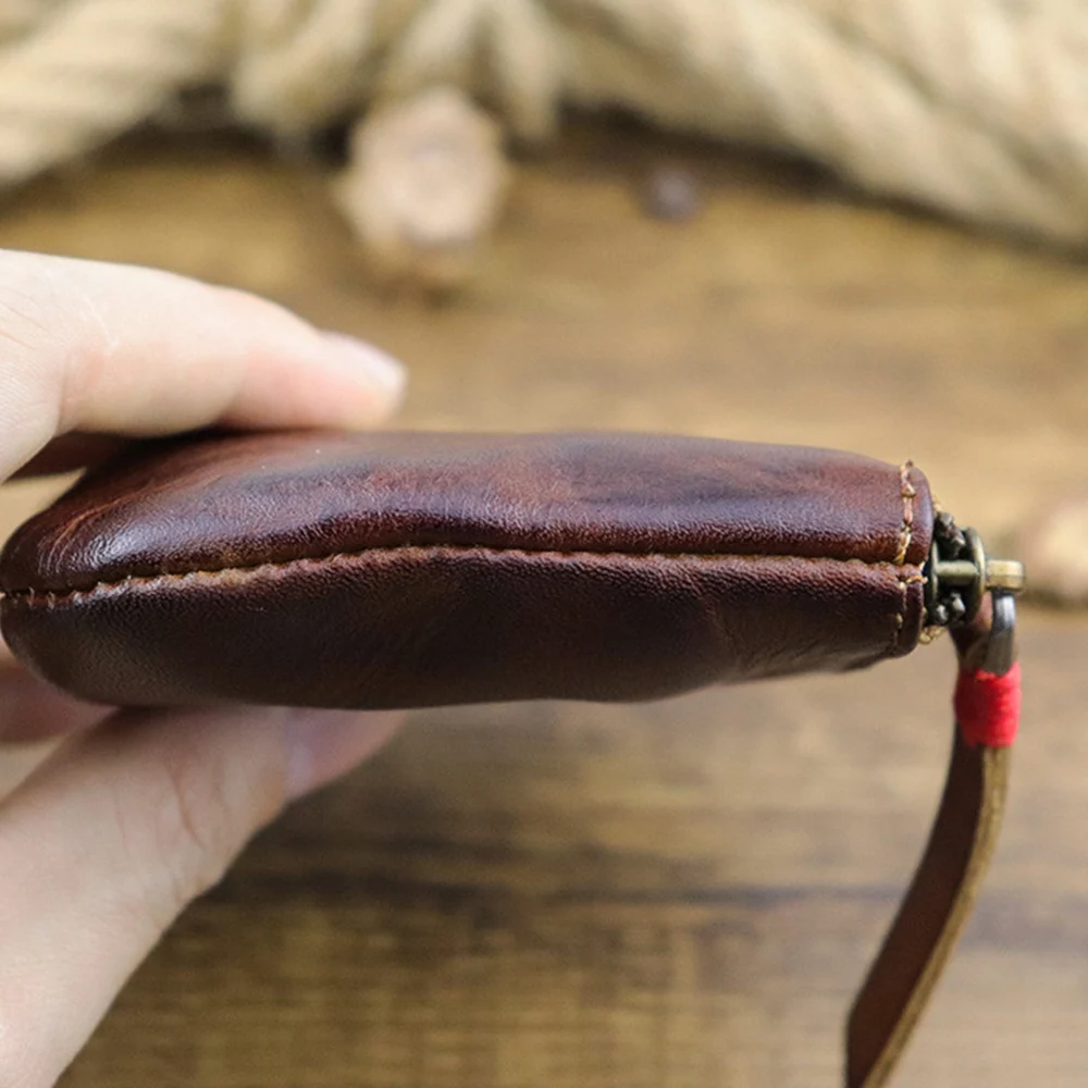 Leather Coin Purse,for Women&Men Vintage Handmade Wallet,Mini Card Holder Bag,Zipper Purses 2