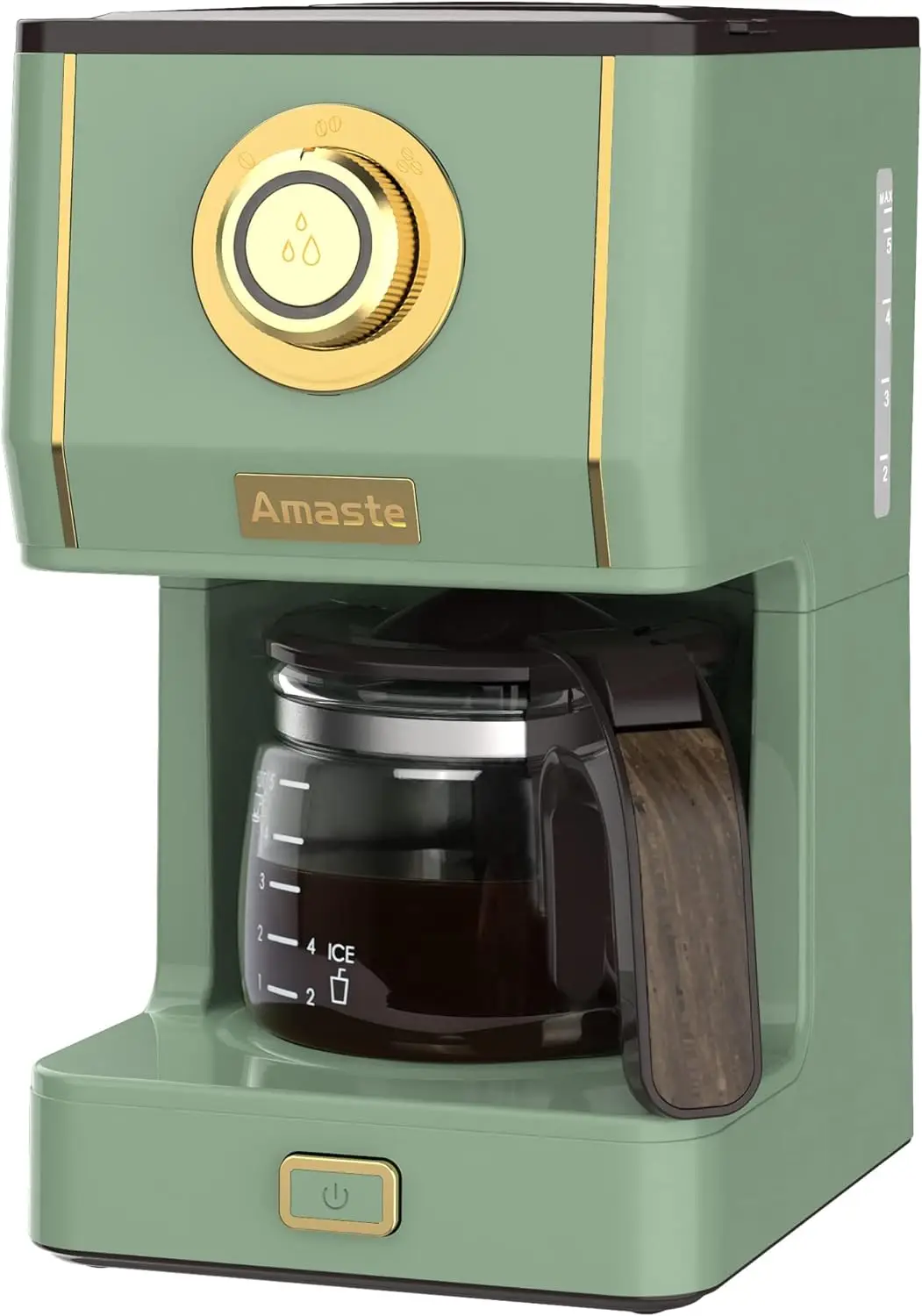 

Amaste Drip Coffee Machine with 25 Oz Glass Pot, Retro Style Maker with Reusable Coffee Filter & Three Brewing Modes