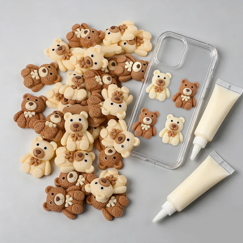 10/30/50 Stück Harz-Teddybär-Cabochons, flache Rückseite, DIY Scrapbooking, Bastelbedarf, Handy-Deko, Zubehör, Geburtstag, Party, Weihnachten, DIY-Geschenk – Detail 5