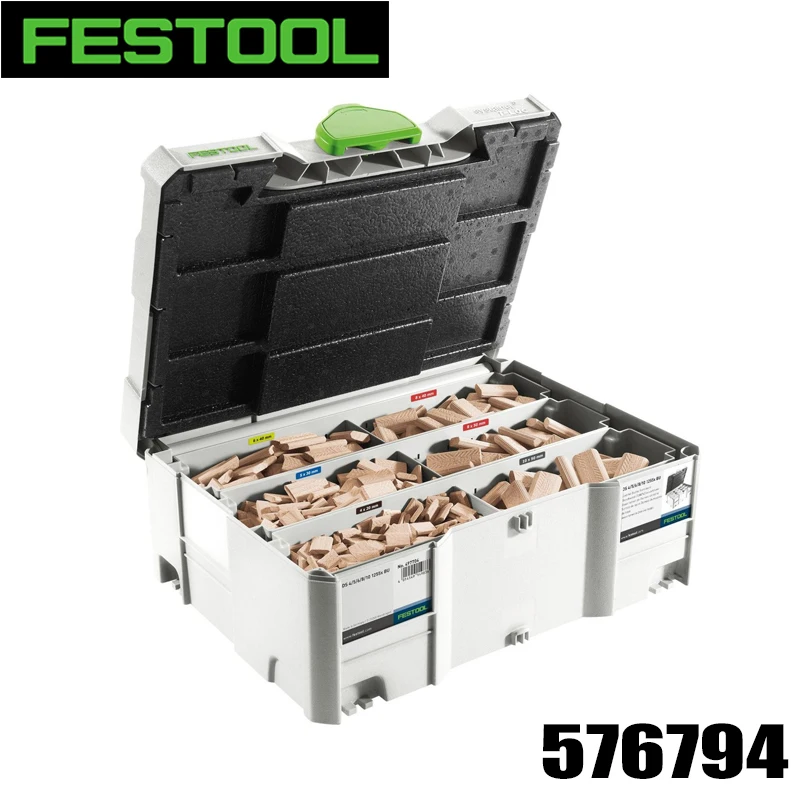 Festool 576794 Assortimento Di Tenoni Domino Di Faggio Ds 4/5/6/8/10 1060 Bu Scatola Di Immagazzinaggio Di Strisce Di Legno Di Collegamento Solido