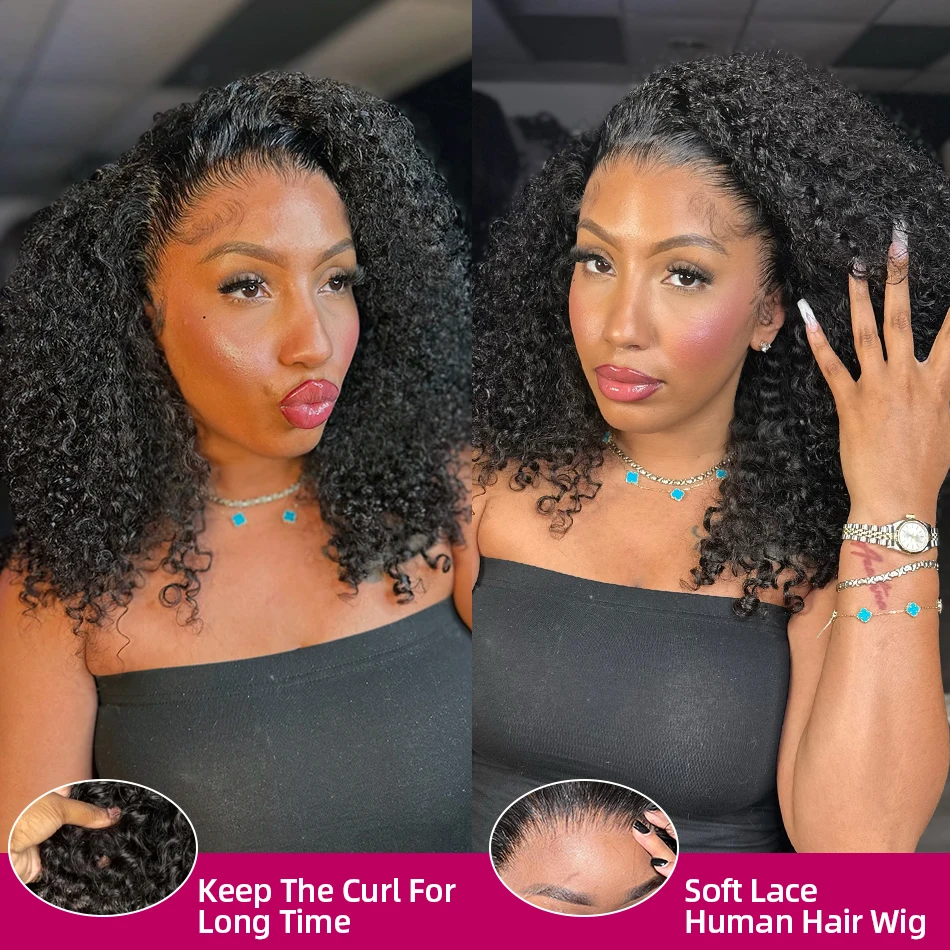 Luvin Transparent Short Bob Curly 13x4 13x6 HD Lace Front Human Hair Wigs 250% Density Brazilian Deep Wave 5x5 Glueless Wig 4