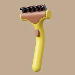 All - in - One Pet Grooming Brush with Automatic Hair Removal for Long - Haired Dogs & Cats (YELLOW)