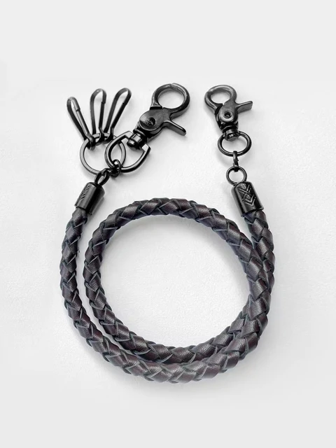 【VINTAGE】leather rope wallet chain 90s Handmade Wallet Chain | Leather Cord Chain | Red Monkey