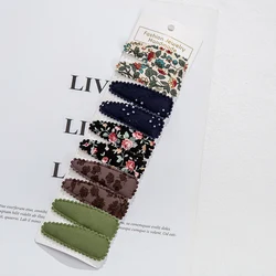 Floral Cotton Fabric Hair Bow Snap Clips - Set of 10 Hair Grips (2)