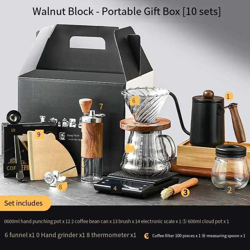 Hand Drip For V60 Coffee Maker Gift Box Set Camping Portable Brew Coffee  Cloud Pot Mini Coffee Percolator - AliExpress