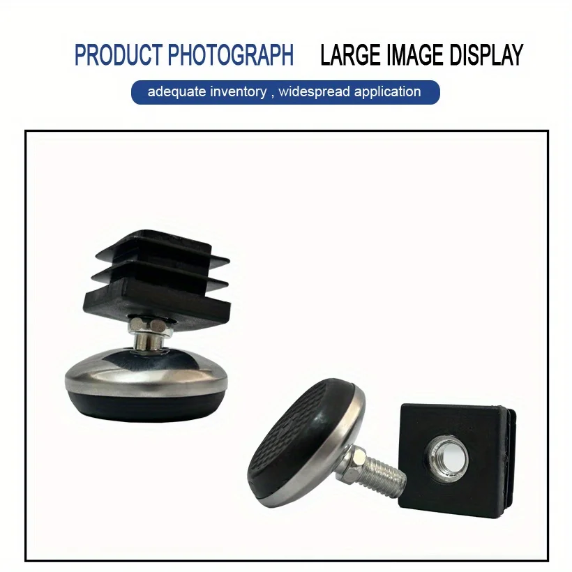 25mm furniture pipe end caps with M8 *13*40 stainless steel swing adjustment feet, 25mm square PE pipes inserted into nut plugs