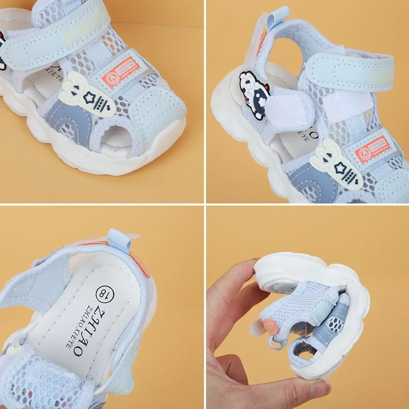 Summer Baby Sandals Cartoon Astronaut Walking Shoes Boy Girls 1-3years Outdoor Soft Soled Anti Slip Children Mesh Beach Sandals