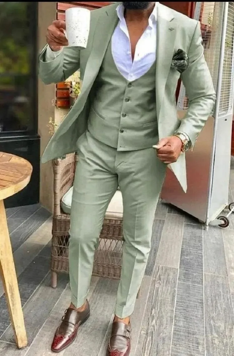 THE RUGGED CLOTHING スーツセット L グリーン Light green Suits Men Suits 3 Pieces Wedding Wear Business