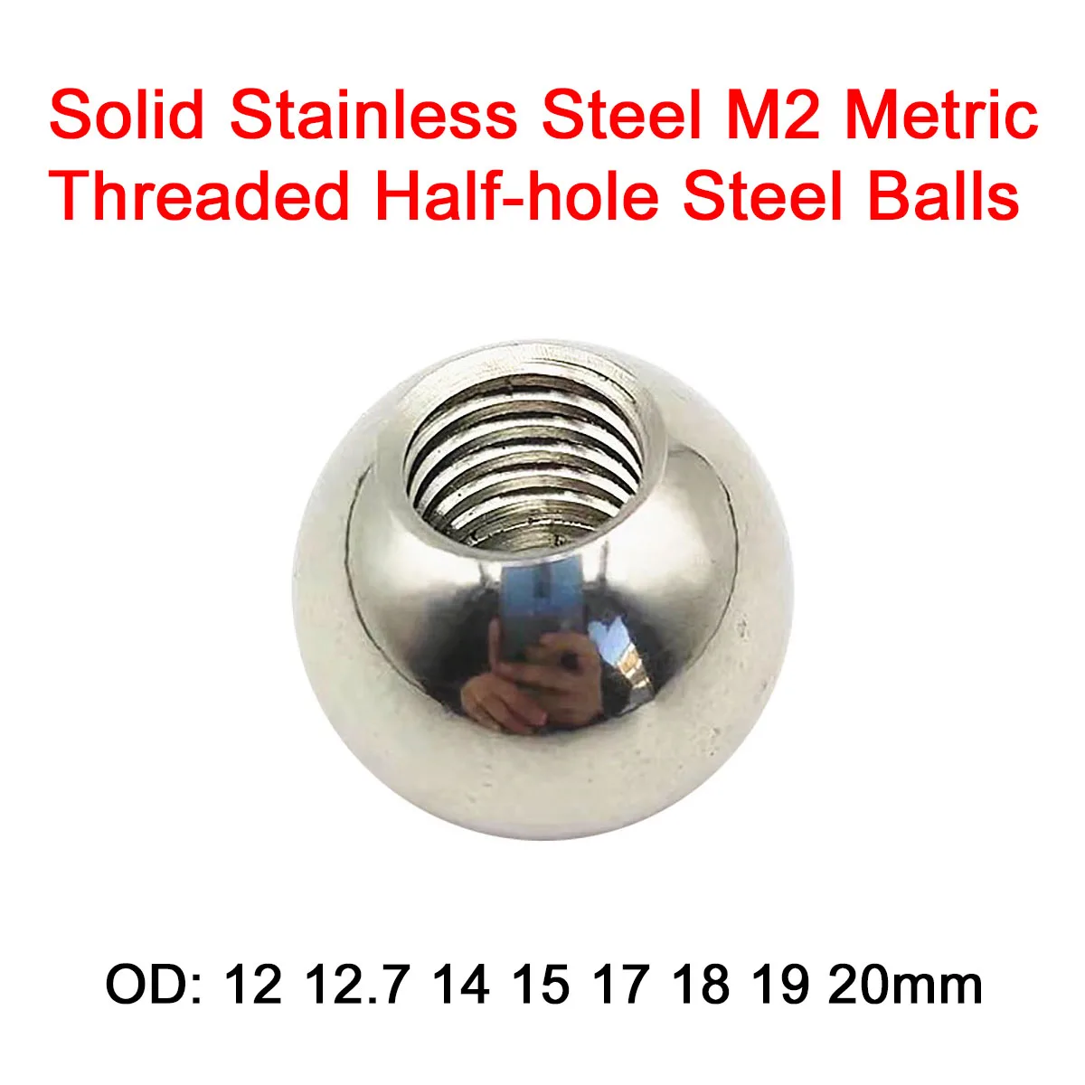 

1/5/10 шт. твердая нержавеющая сталь M2 метрические резьбовые стальные шарики с полуотверстием OD 12 12,7 14 15 17 18 19 20 мм коррозионная стойкость
