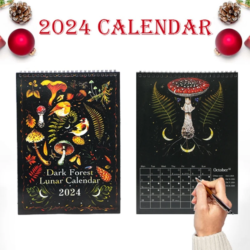 

1 PCS Dark Forest Lunar Calendar 2024 As Shown Paper Colorful Waterink Wall Hanging Calendars For Home Office 11.2In X 8In