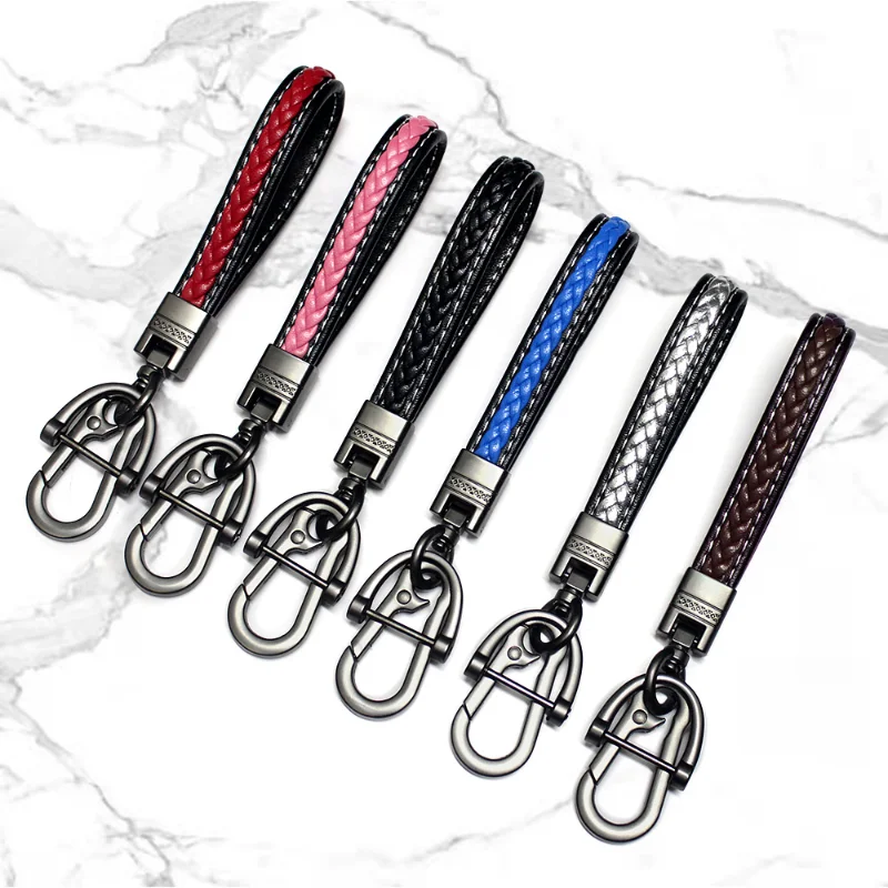 Hand woven Rope Keychains Pendant High quality Black Gun Plated Metal