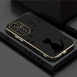 Luxury Cat Footprints Plating Phone Case - Soft Back Cover - Honor 90 GT (Black)