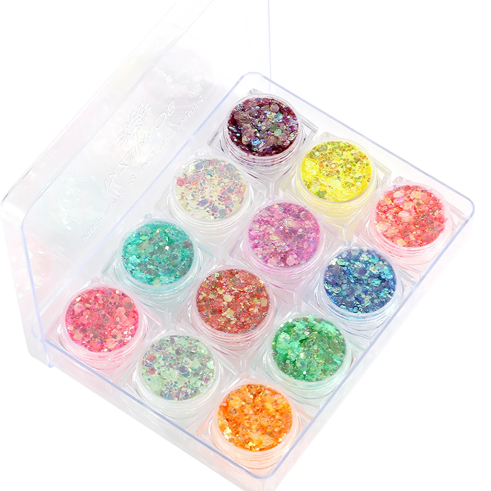 Bowitzki 12 Colors Glow in The Dark Glitter Gel Face Glitter Body Glitter Gel Hair Glitter Gel  UV Glitter or Raves Festivals ﻿ 3