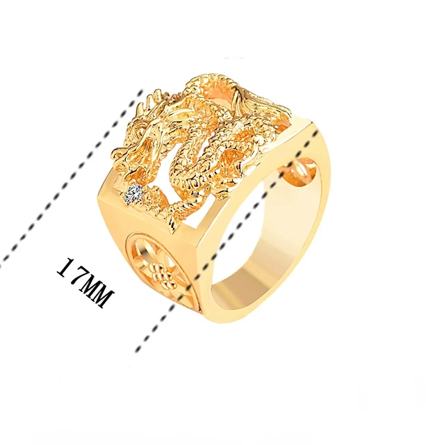 순수 24K 골드로 제작된 화려한 우성 드래곤 반지