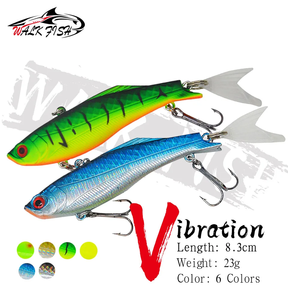 WALK FISH 1PCS New Fishing vib Lure 23g Transparent Tail Hard Bait  Artificial Lures Vibration Fishing Tackle Clear Fish Tails