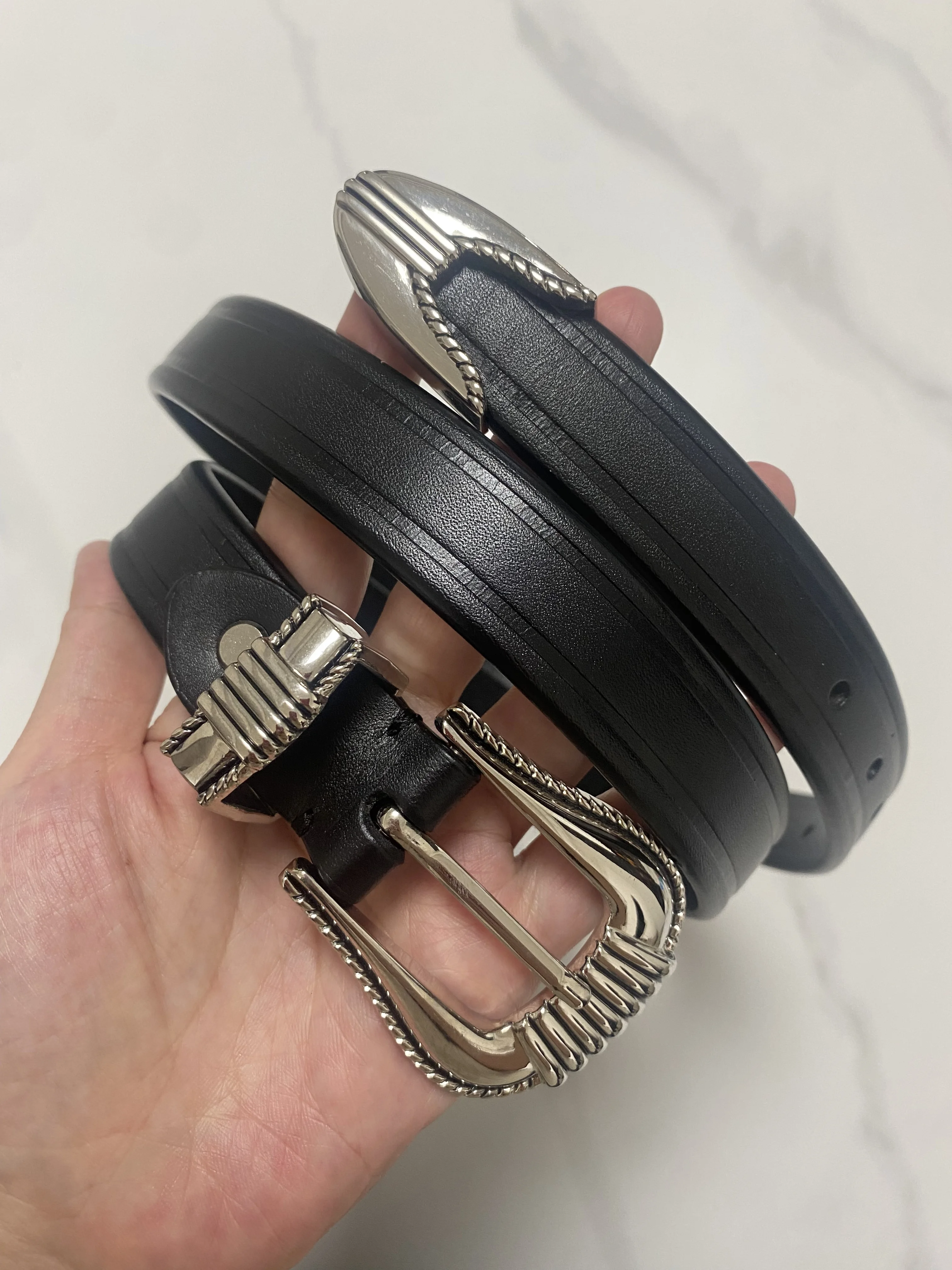 Frauen Silber Schnalle Echtes Leder Cummerbunds Weibliche Kleid Korsetts Bund Gürtel Dekoration Schmalen Gürtel R2501 – Detail 1