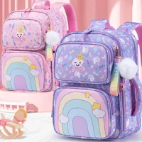 New Primary School Backpack Cute Colorful Book Bags for Girls Princess School Bags Waterproof Children Rainbow Series Schoolbags 1