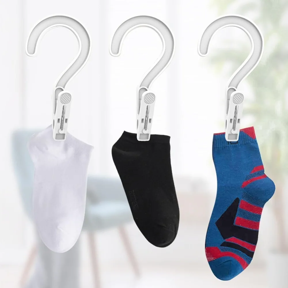 12PCS 후크 디자인 옷 클립 세탁 여행용 다기능 휴대용 옷핀 홈 정리 욕실 액세서리