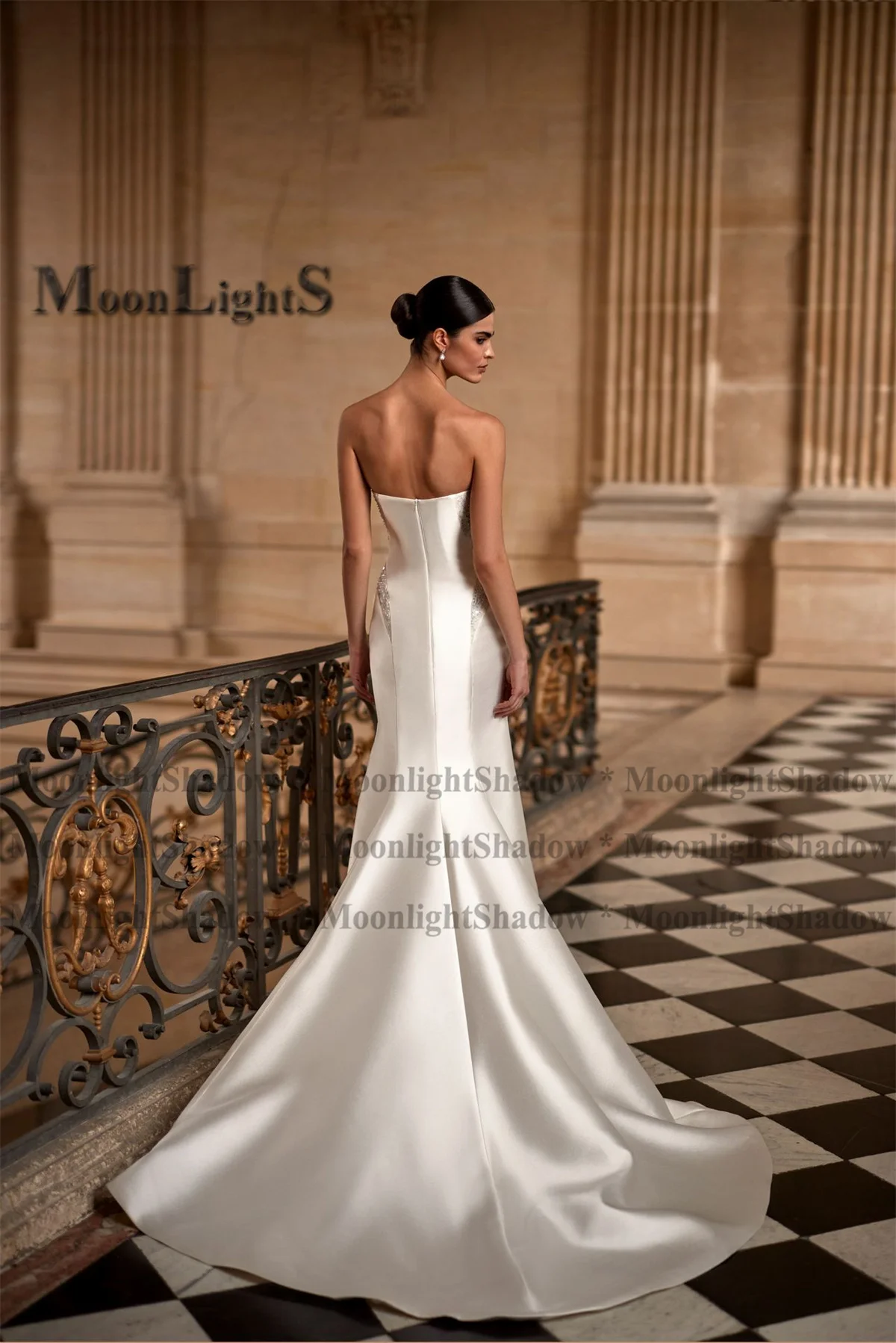 Moonlight Elegant Wedding Dresses Trumept Appliques Zipper Scoop - Main Image