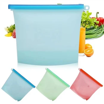 Sac de conservation réutilisable en Silicone de qualité alimentaire, 1000ml, pour déjeuner, Sandwich, collation, liquide, congélateur de fruits, sacs à fermeture éclair, 4 couleurs 1