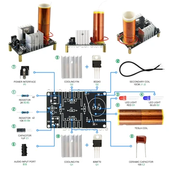 1 Set Mini Kit Bobina Tesla 15W Mini Musica Bobina di Tesla Altoparlante al Plasma Tesla Trasmissione Wireless DC 15-24V Kit FAI DA TE