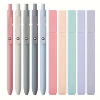 10pcs Highlighters And Gel Pens Morandi Color Highlighters, Black Ink Ballpoint Pens, For Journaling School Office Supplies 1