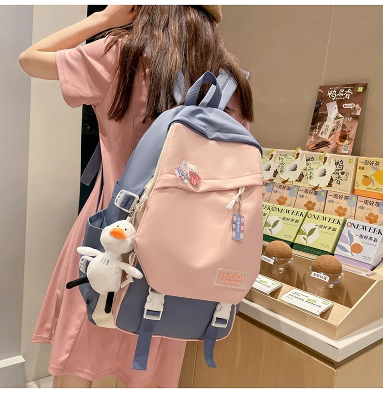 Backpack Female college students Korean harajuku Ulzzang simple backpack INS new high school junior high school backpack