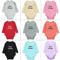 DIY YOUR PRINT LOGO 100% Cotton Newborn Customization Bodysuit Long Sleeve Short Sleeve Jumpsuit Simple CUSTOM TEXT Baby Romper 1