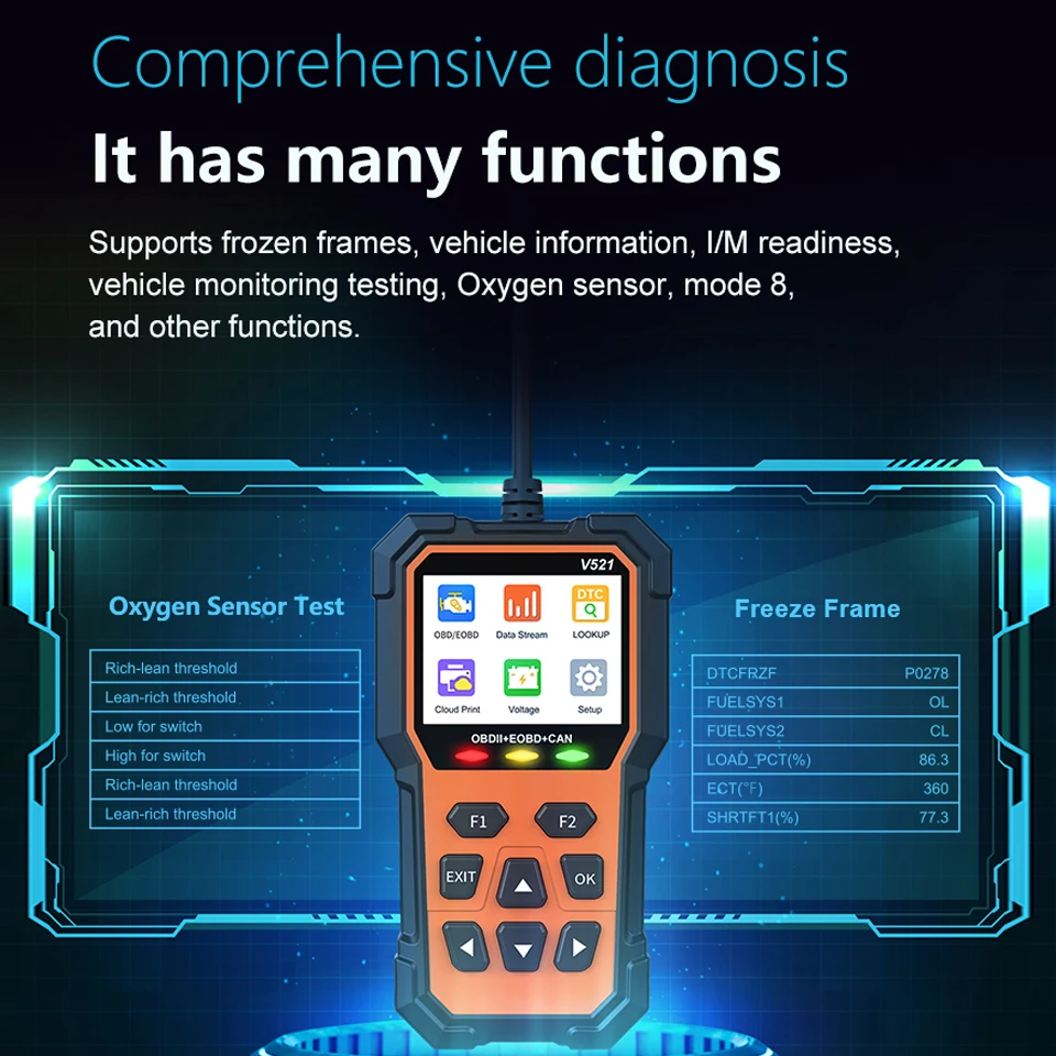 Multi V521/V309 Multilingual Car Full OBD2 Diagnostic Tools Automotive Professional Code Reader OBD2 Scanner Auto Accessories 2