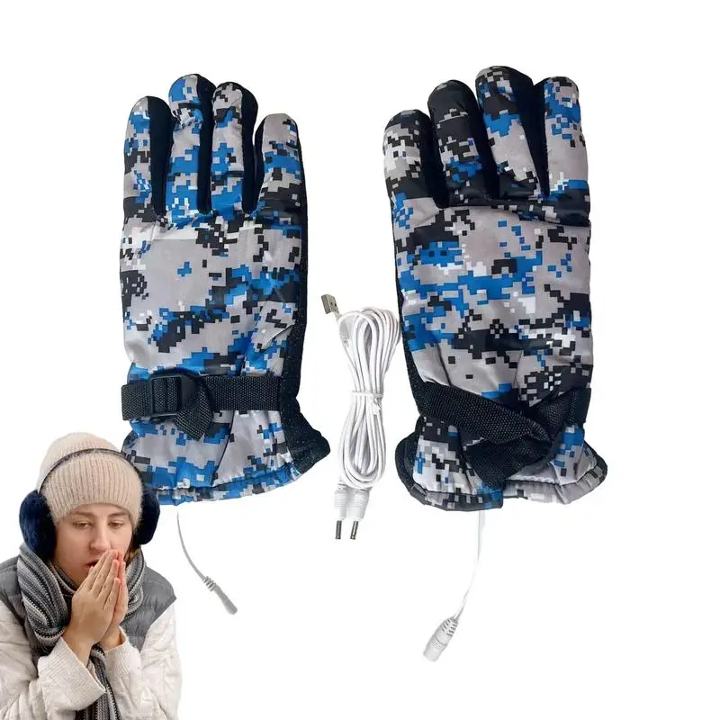 

Варежки с подогревом для женщин и мужчин, мягкие Нескользящие теплые митенки с электрическим USB разъемом, водонепроницаемые, для зимы