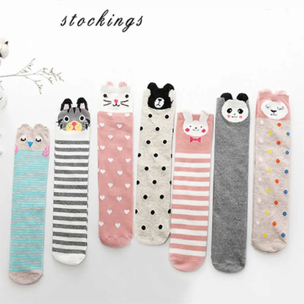 children's leg warmers Cotton stereo animal cat ear print girls stockings Cartoon for straight baby knee-high leg warmers
