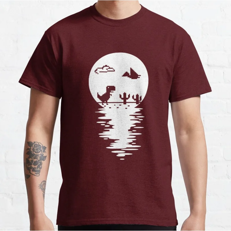 Retro Dinosaur Pixel Art T-Shirt – Large Size Adult Top