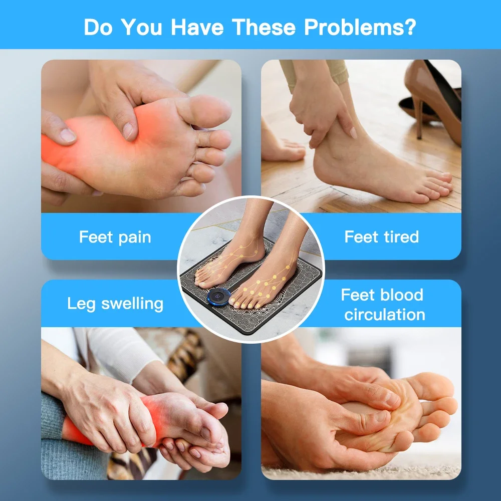 Electric EMS Foot Massager Pad TENS Feet Massage Muscle Stimulation Relief Pain Improve Blood Circulation,Suppoer Dropshipping
