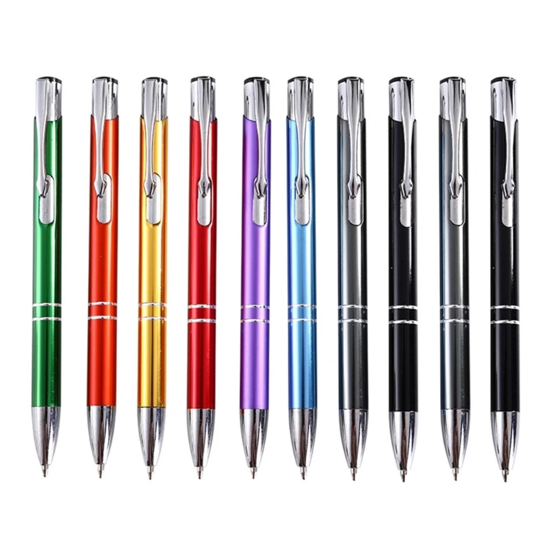 

10Pcs Office Signing Pen Retractable Ballpoint Pen with Pen Clip, Metal Pen Metal Ballpoint Pen Write Dropship