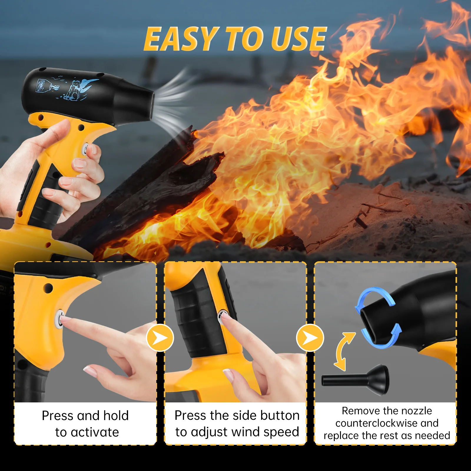 Jet Blower Brushless Violent Turbo Fan 130000RPM 4-Speed Control Wireless Handheld Fan For Dewalt 20V Battery (No Battery) 5