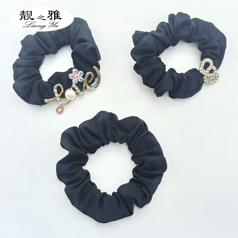 

Black retro high-end large intestine hair loop minimalist temperament headband women's ice silk hair accessory headband hair tie
