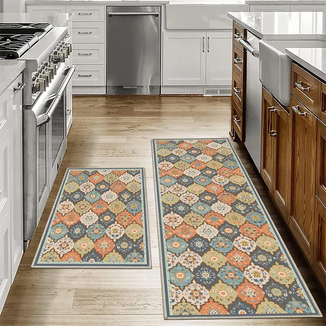 VIKAMA BOHE Tappeto in velluto di cristallo Texture alta e bassa Cucina Bagno Soggiorno Tappeto da pavimento Pieghevole Lavaggio Tappetino Decorazioni per la casa 2