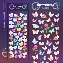 

Kawaii Butterfly Flower Laser Stickers DIY Scrapbooking Idol Card Photo Frame Diary Material Stationery Decoration Cute Sticker
