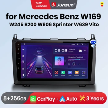 Radio para Auto Junsun con CarPlay Inalámbrico y Android Auto para Mercedes Benz W169 W245 B200 W906 Sprinter W639 Vito, 2 DIN, Multimedia Estéreo con Ventilador Integrado, Navegación GPS, SWC, Bluetooth, FM, RDS, DSP, Pantalla IPS, Sistemas Inteligentes para Auto, 4G, WiFi, 8 Núcleos, Plug&Play 1