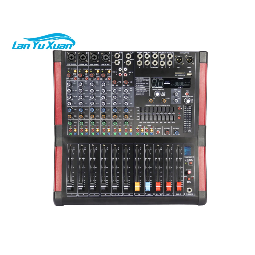 

8 Channel audio mixer usb interface controller Family KTV DJ Audio Mixer +48v professional digital echo mixer